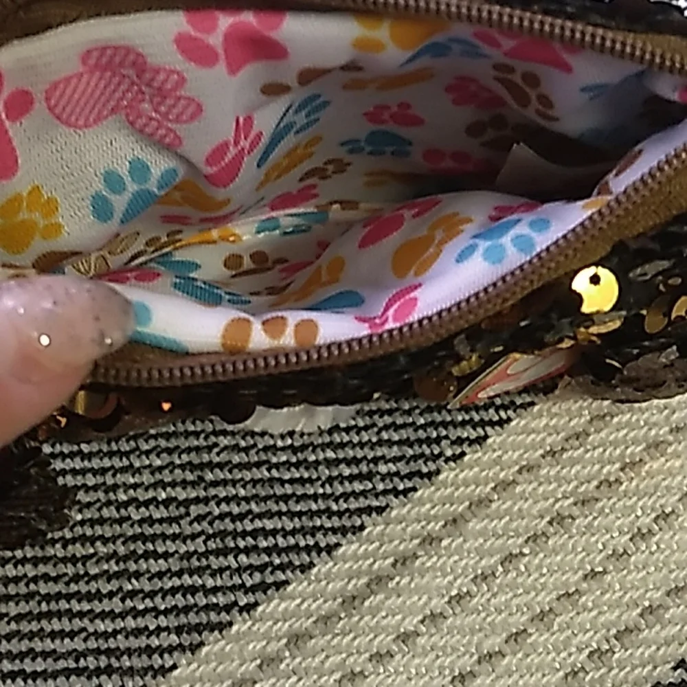 TY small wallet or change purse brown and gold dog with big eyes